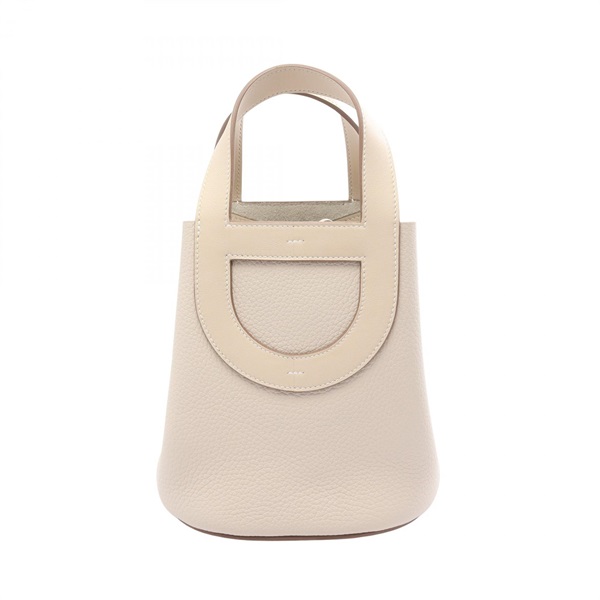 HERMES In The Loop 18 Bucket Handbag Clemence Swift leather Craie GHW Preowned K