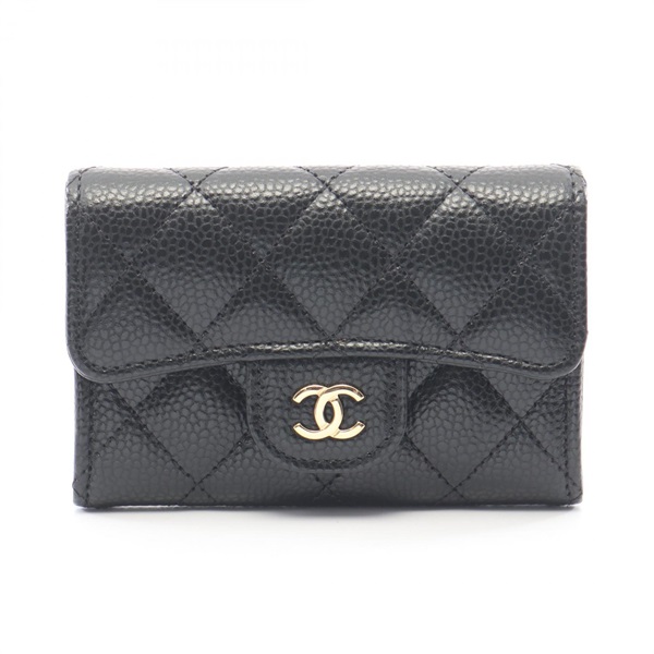 CHANEL Classic Flap Matelasse Card Case Holder AP0214 leather Black GHW Used CC