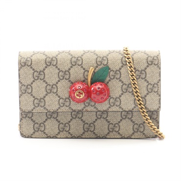 GUCCI Cherry GG Supreme canvas mini Chain Crossbody Shoulder Bag 481291 Used