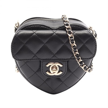 CHANEL Heart Chain Clutch Matelasse Chain Shoulder Crossbody Bag AP2784 leather
