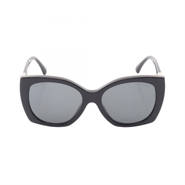 CHANEL COCO Mark Heart sunglasses 5519-A Plastic Metal Black White Silver Used