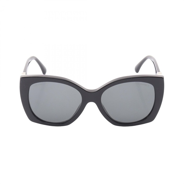 CHANEL COCO Mark Heart sunglasses 5519-A Plastic Metal Black White Silver Used
