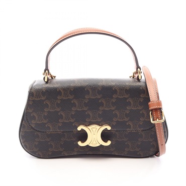CELINE Triomphe Teen Laura shoulder crossbody Handbag 119532FN1.04LU TAN canvas