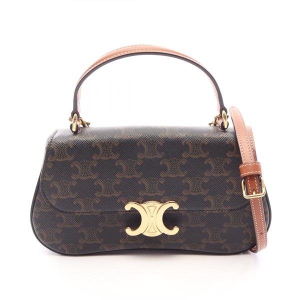 CELINE Triomphe Teen Laura shoulder crossbody Handbag 119532FN1.04LU TAN canvas