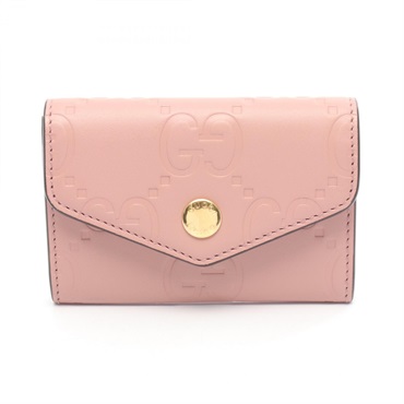 GUCCI Guccisima Card Case holder purse 772792 leather Pink Used Women