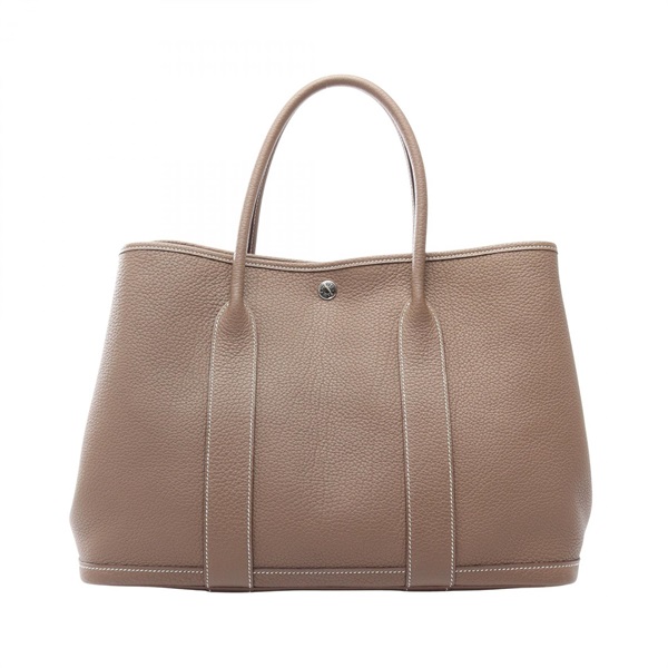 HERMES Garden Party PM Tote Handbag Negonda leather Gray Etoupe Grey SHW Used D