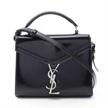 SAINT LAURENT PARIS Cassandra Shoulder Handbag Patent leather Black Used Women