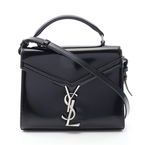 SAINT LAURENT PARIS Cassandra Shoulder Handbag Patent leather Black Used Women