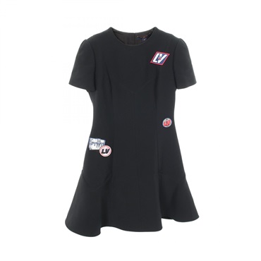 LOUIS VUITTON Wappen Dress RW201A QRL FIDB08 wool silk Black Used Women #36