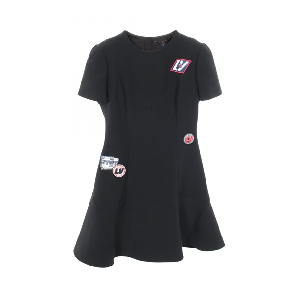 LOUIS VUITTON Wappen Dress RW201A QRL FIDB08 wool silk Black Used Women #36