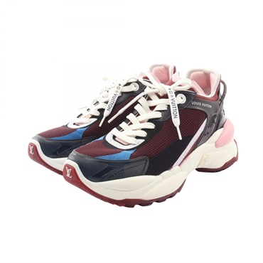 LOUIS VUITTON Run 55 Line Sneakers Shoes #37 Suede leather Fabric Burgundy Used