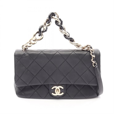 CHANEL Large Flap Matelasse Chain Shoulder Bag leather Black Used Women GHW CC