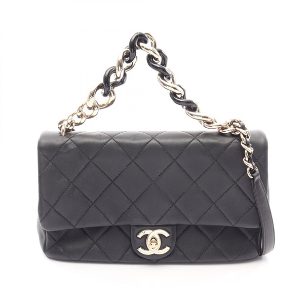 CHANEL Large Flap Matelasse Chain Shoulder Bag leather Black Used Women GHW CC