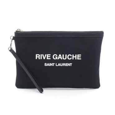 YVES SAINT LAURENT Rive Gauche Clutch Bag Pouch 581369 canvas leather Black Used