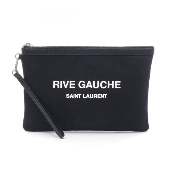 YVES SAINT LAURENT Rive Gauche Clutch Bag Pouch 581369 canvas leather Black Used