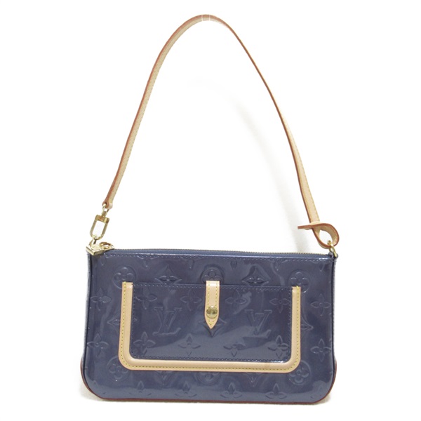 LOUIS VUITTON Mallory Square Shoulder Bag M91332 Vernis Blue Indigo Used Women