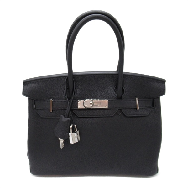 HERMES Birkin 30 Black Handbag Clemence leather Noir Used Women U SHW