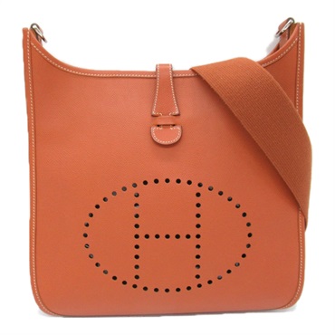 HERMES Evelyne PM Shoulder Bag I Courchevel leather Brown SHW Used