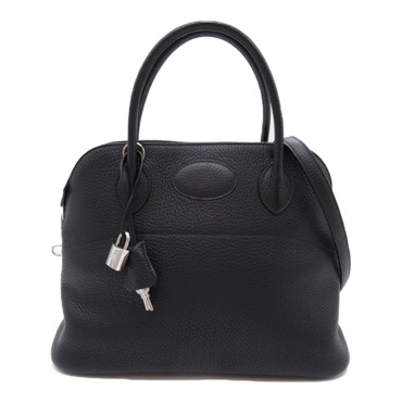 HERMES Bolide31 Black Handbag 2way Clemence leather Noir Used Women H SHW