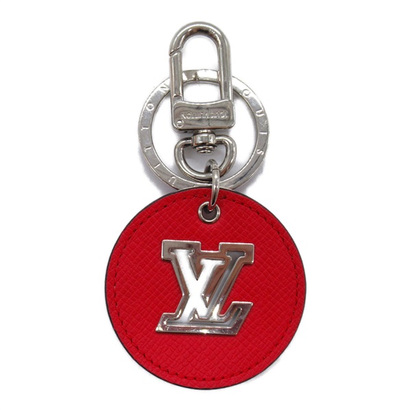 LOUIS VUITTON Porte cle LV Circle key ring M64170 Taiga leather Red Used