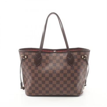LOUIS VUITTON Neverfull PM Tote shoulder Bag N51109 Damier Ebene leather used