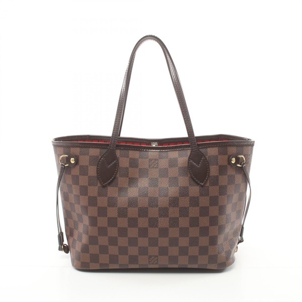 LOUIS VUITTON Neverfull PM Tote shoulder Bag N51109 Damier Ebene leather used