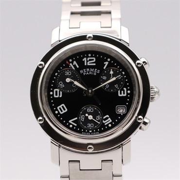 HERMES Clipper chrono Wrist Watch CL1.310 Quartz Stainless Steel Used Women