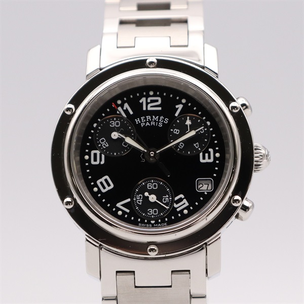 HERMES Clipper chrono Wrist Watch CL1.310 Quartz Stainless Steel Used Women