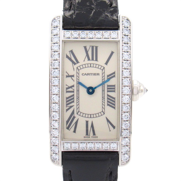 CARTIER Tank AmericanSM Wrist Watch WB707331 Quartz 18KWG Used Women