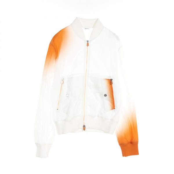 HERMES Blouson jacket #48 zip A2151337 Nylon White Orange Used