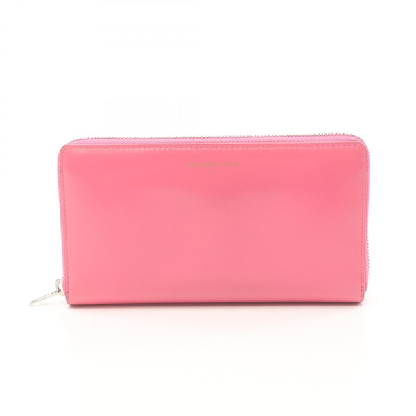 BALENCIAGA Exclusive Round long wallet Purse 490625 leather Pink Used unisex