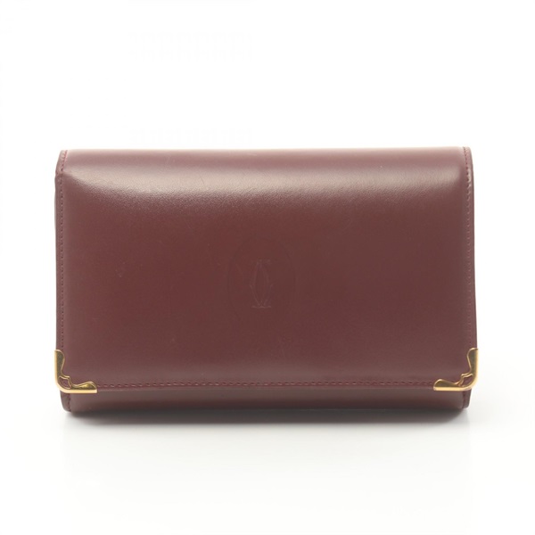 CARTIER Must Line wallet leather Bordeaux system Used Women