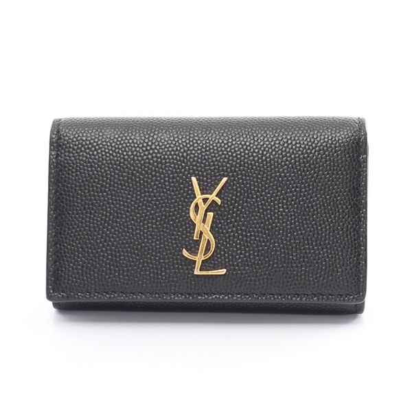 SAINT LAURENT YSL logo 4 hooks key holder leather Black Used Women