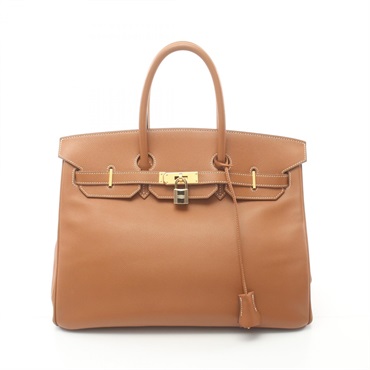 HERMES Birkin 35 Hand bag J Courchevel Brown Gold Used GHW