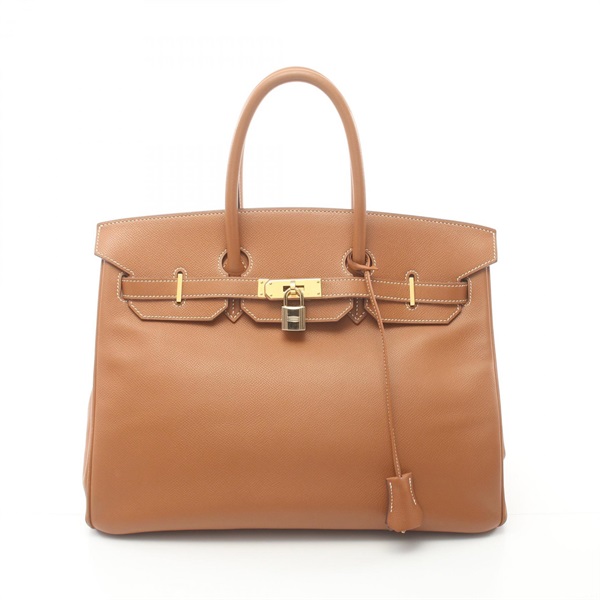 HERMES Birkin 35 Hand bag J Courchevel Brown Gold Used GHW