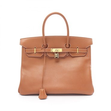 HERMES Birkin 35 Hand bag C Courchevel Brown Gold Used GHW