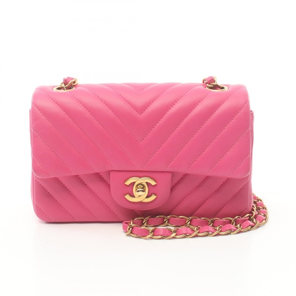 CHANEL Rhinestone COCO Mark Turnlock Swarovski Chain Shoulder Bag 21番台 pink