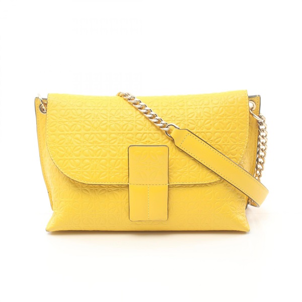 LOEWE Repeat Anagram Avenue Shoulder Bag 081607 leather Yellow Used Women