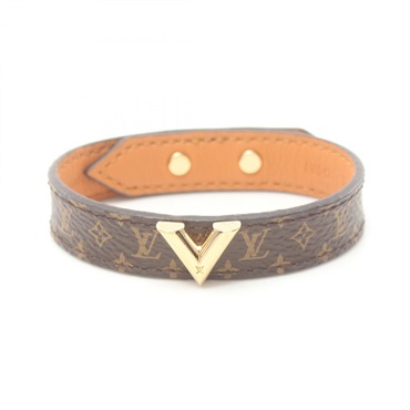 LOUIS VUITTON Essential V Bracelet M6042 Monogram GHW Metal Brown Used Women