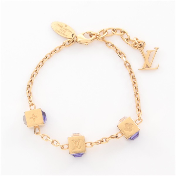 LOUIS VUITTON Gambling Bracelet M65209 Gold Plated Swarovski Purple Used Women