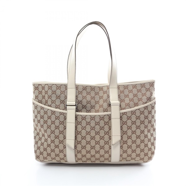 GUCCI GG canvas Shoulder Tote Bag 153238 canvas leather Beige Used Women