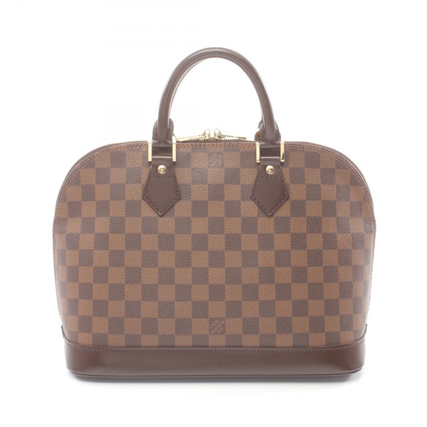 LOUIS VUITTON Alma Hand bag N51131 Damier canvas leather Brown Ebene Used