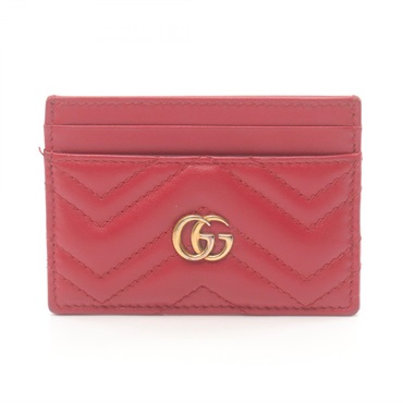 GUCCI GG Marmont Card Holder 443127 leather Red Used Women