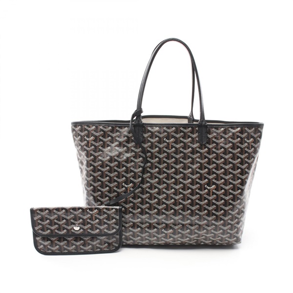 GOYARD Tote Hand Bag PVC coated canvas leather Black Brown White Used Women