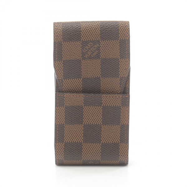 LOUIS VUITTON Etui cigarette case N63024 Damier Ebene PVC canvas Brown Used LV