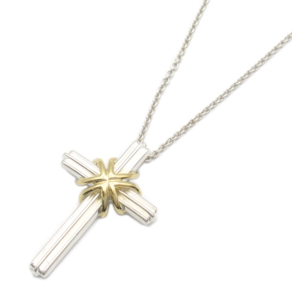 TIFFANY＆CO signature cross Pendant Necklace Silver 925 18K Yellow Gold Used