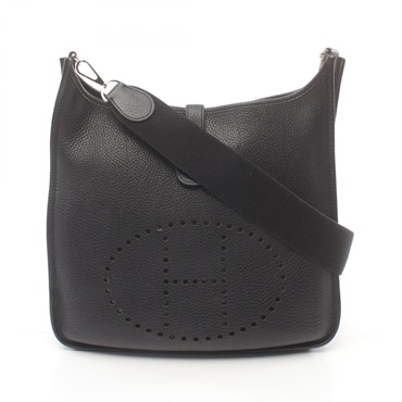 HERMES Evelyne 1 GM Shoulder Bag Togo leather SHW Black Used Women