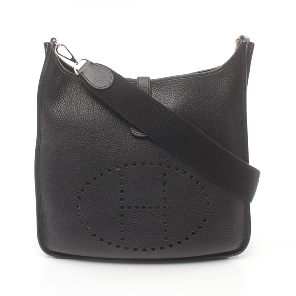 HERMES Evelyne 1 GM Shoulder Bag Togo leather SHW Black Used Women