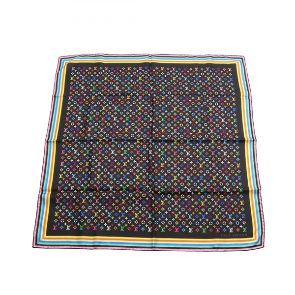 LOUIS VUITTON Monogram Scarf M71912 silk Black Multicolor Used Women