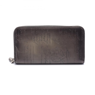 Berluti Venezia Leather Zip Long Wallet Santal Scritto Leather